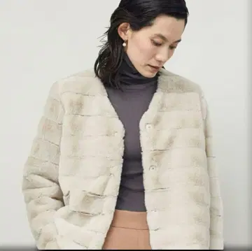 에코 퍼 리버서블 숏코트 베이지 택 포함