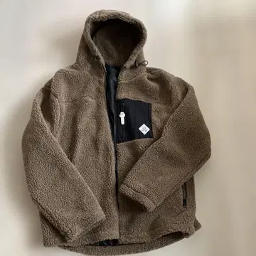 플리스 자켓 브라운 후드 부착