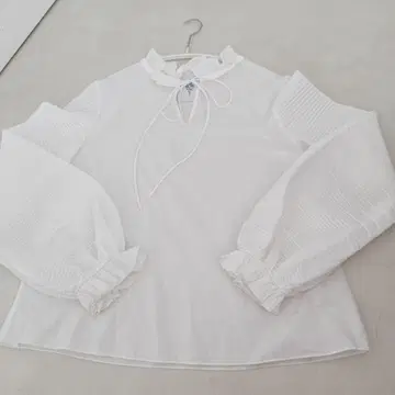 horrorvacui 화이트 프릴 셔츠 벌룬 슬리브