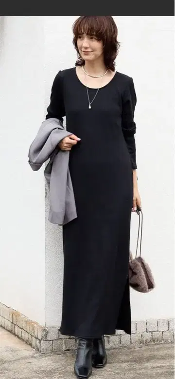 리브 드와 2WAY 롱 리브 원피스 블랙 36