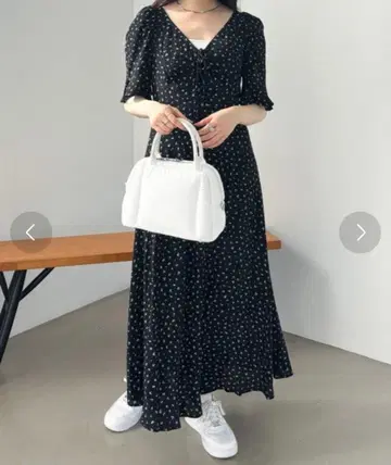 Heather 플라워 셔링 원피스 블랙 S