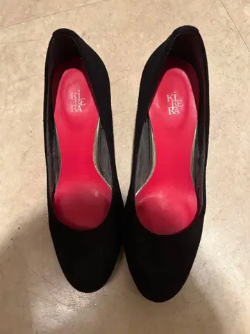 블랙 스웨이드 하이힐 21.5cm