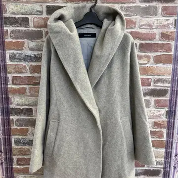 저널 스탠다드 후드 부착 그레이 오버 사이즈 코트 울 코트