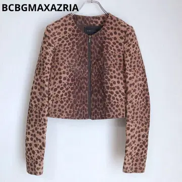 BCBGMAXAZRIA 노카라 자켓 레오파드 XS 올 패턴