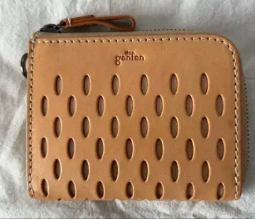 단 겐텐 베이지 가죽 L자 지갑