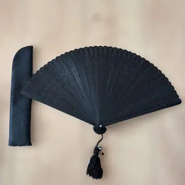 [컨디션 최상] 블랙 시스루 무늬 부채