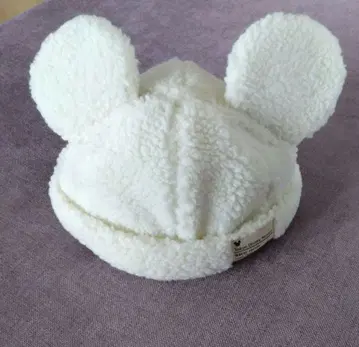 디즈니랜드 미키 보아 복슬복슬 캡 모자 화이트