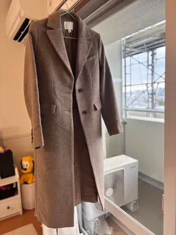 브라운 롱 코트 더블 버튼