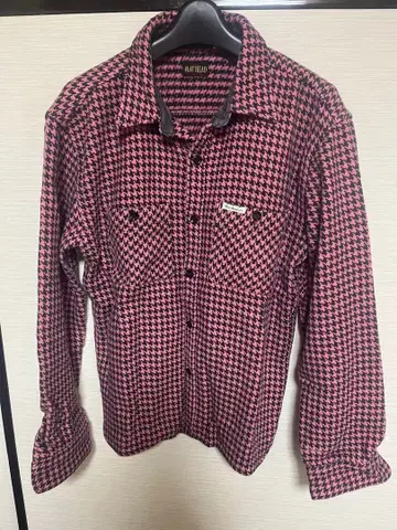 FLAT HEAD 하운드투스 체크 핑크 플란넬 셔츠