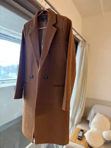 브라운 더블 브레스트 체스터 코트