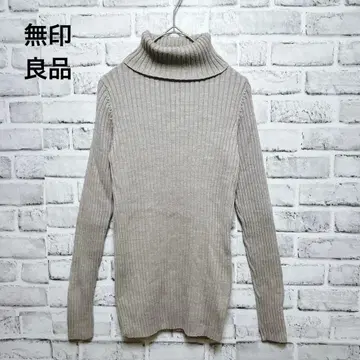 [ 무인양품 ] 리브 니트 스웨터 하이넥 울 심플 따뜻한 모카 M