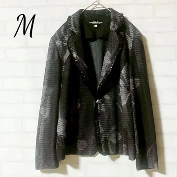 엘르앤비 테일러드 자켓 프린지 대형 꽃무늬 블랙 M