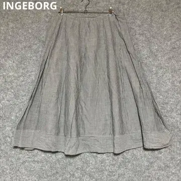 INGEBORG 스트라이프 패턴 플레어 롱 스커트