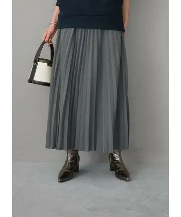 스타일 델리 슈퍼 롱 플리츠 스커트 그레이