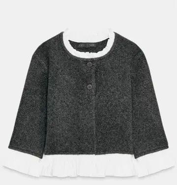 ZARA 포플린 콤비 니트 자켓