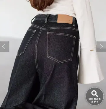 Thevon 하이웨스트 턱 와이드 데님 팬츠 S 블랙