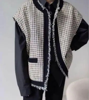 트위드 프린지 베스트 na,e