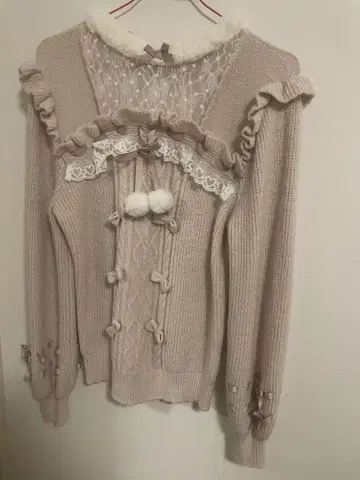 리즈리사 모헤어 터치 폼폼 니트탑 핑크