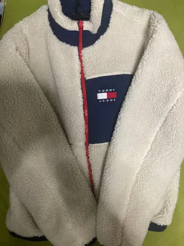 TOMMY JEANS 플리스 자켓 베이지 네이비