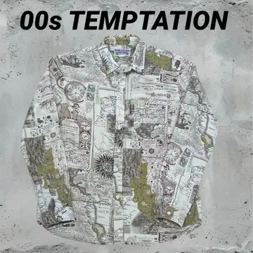 00s TEMPTATION 린넨 도안 캐주얼 셔츠 올 패턴 M 사이즈