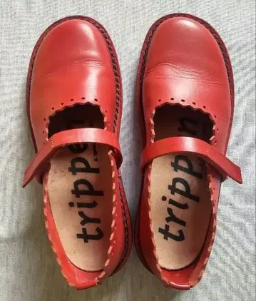 트리픈 가죽 원 스트랩 슈즈 38