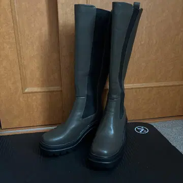 ORIENTAL TRAFFIC 올리브 그린 사이드 고어 롱 부츠