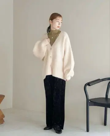 W 자카드 니트 가디건