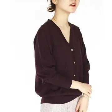 IENA ALBA V넥 가디건 보르도