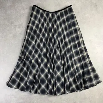 자유구 섀도우 체크 플리츠 스커트 42 빅 사이즈 출퇴근 통학 업무