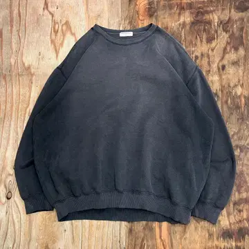 80s 블랙 페이드 맨투맨 펑크 누더기 무지 VINTAGE