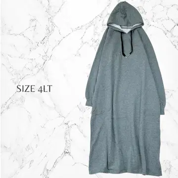 빅 사이즈 체형 커버 캐주얼 후드 부착 티셔츠 원피스 4LT