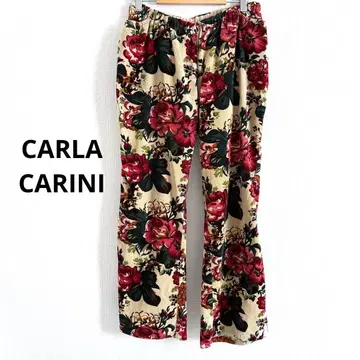 CARLACARINI 꽃무늬 코듀로이 팬츠 M L 베이지 빈티지
