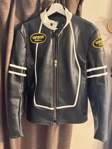 vanson 블랙 가죽 라이더 자켓