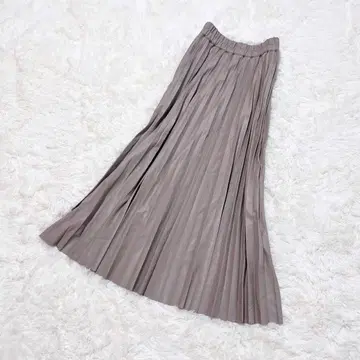 [ 새상품급 ] a.v.v 인조 가죽 플리츠 스커트 L 그레이지 롱 기장