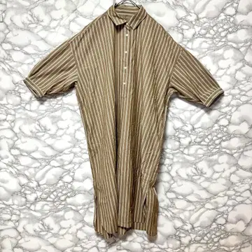 [ 무인양품 ] 셔츠 원피스 스트라이프 면100 루즈핏 포켓 드롭숄더