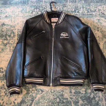 AVIREX 가죽 바시티 자켓 블랙