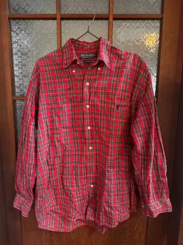 Polo Ground M 레드 체크 긴팔 셔츠