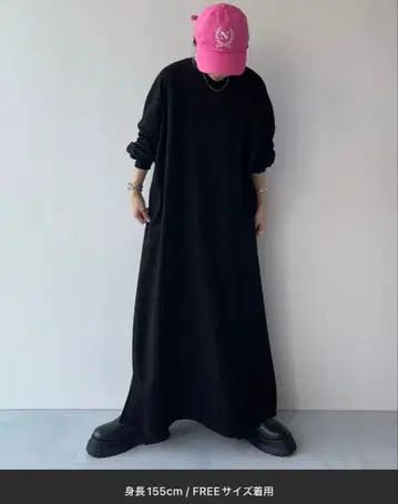 위9s 슈퍼 루즈 라이트 스웨티 원피스 블랙