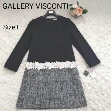 새상품급 GALLERYVISCONTI 긴팔 울 원피스 트위드 고급