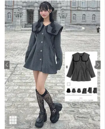 벨로아 파이핑 칼라 미들 기장 코트 [ ru1365 ]