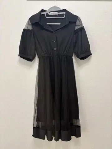 시스루 반팔 원피스 abc une face