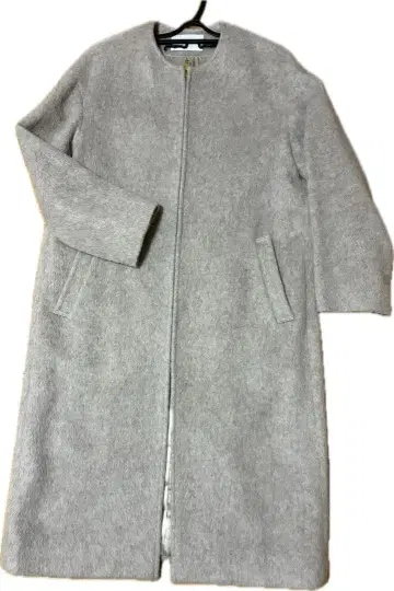 FRAMe WORK 그레이 샤기 터치 롱 코트