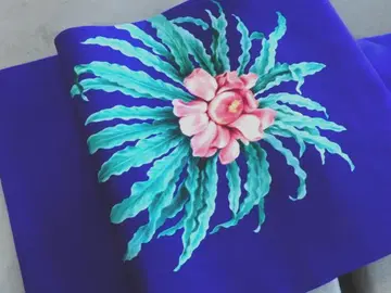 순수 실크 시오제 나고야 오비 협죽도 꽃 손그림