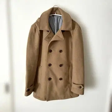 m.f.editorial 베이지 카멜 2way 더블 브레스트 피 코트 L