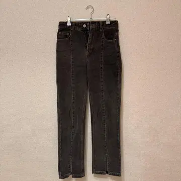 여성용 센터 프레스 데님 그레이