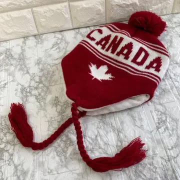 캐나다 국기 디자인 모자 꽁지 귀마개 니트 모자 4406