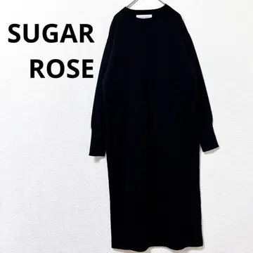 SUGAR ROSE 슈가 로즈 긴팔 니트 롱 원피스 블랙 F