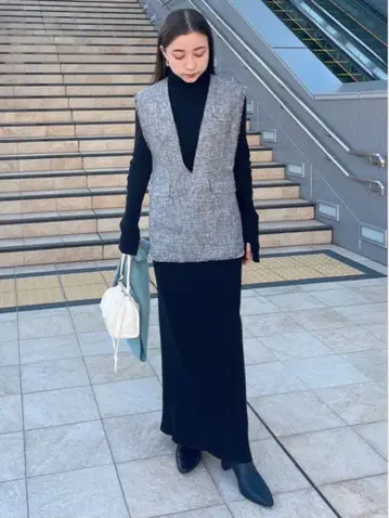 SNIDEL 니트 콤비 원피스