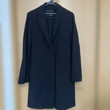 Devinette 블랙 롱 코트 싱글 버튼