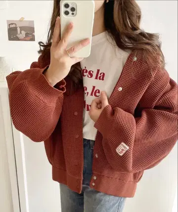 경량 와플 니트 가디건